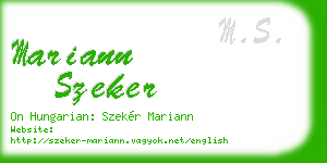 mariann szeker business card