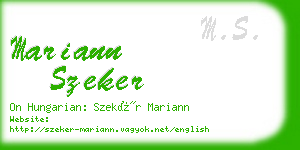 mariann szeker business card